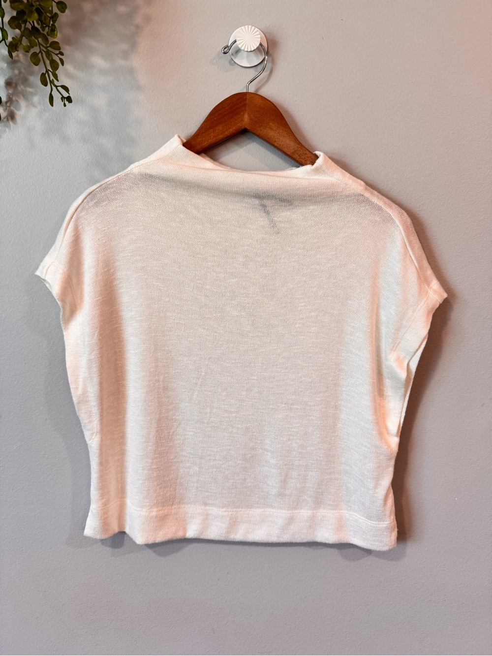 Anthropologie White Cropped Boxy Knit Top Sz Small